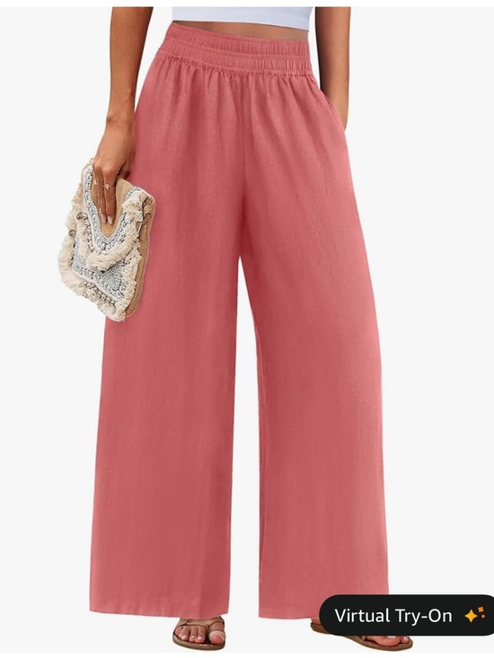 PrettyGarden Pants - Women's Wide-Leg Palazzo Pants in Dusty Rose - NWT!